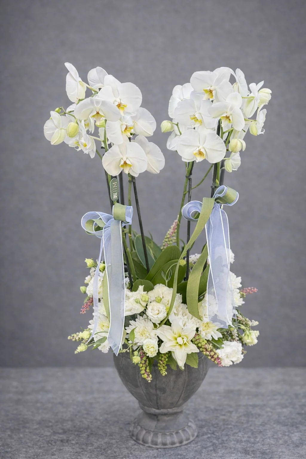 Çift Dal Beyaz Orkide Aranjmanı